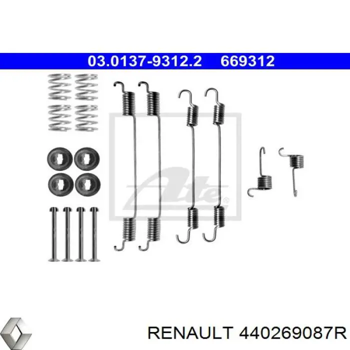 440269087R Renault (RVI) монтажний комплект задніх барабанних колодок