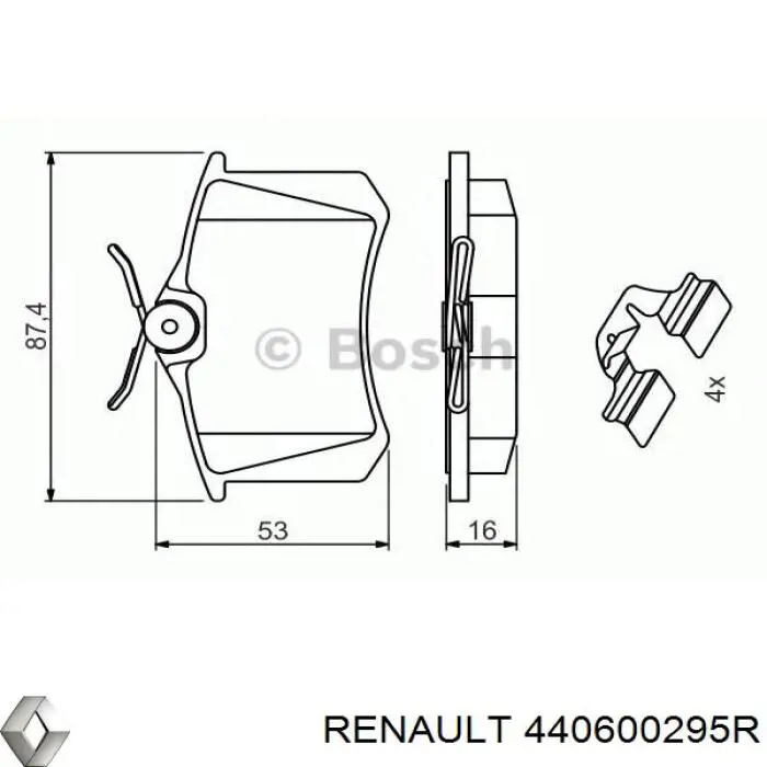 Задні гальмівні колодки Renault (RVI) 440600295R ціна, від 16.49 USD