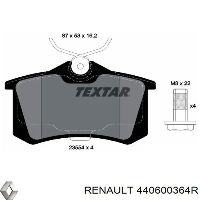 Купити 440600364R Renault (RVI) Задні колодки