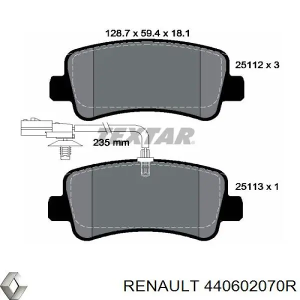 Колодки гальмові задні, дискові 440602070R Renault (RVI)