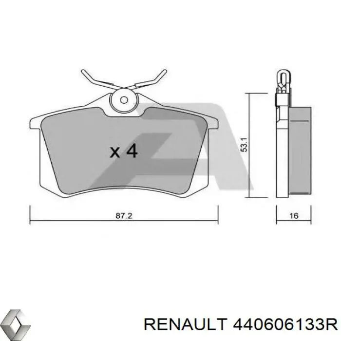 Колодки гальмові задні, дискові 440606133R Renault (RVI)