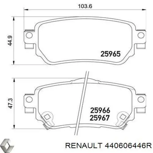 Задні гальмівні колодки Renault (RVI) 440606446R ціна, від 25.29 USD