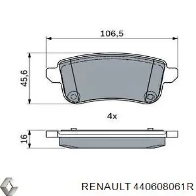 Задні гальмівні колодки Renault (RVI) 440608061R ціна, від 35.23 USD
