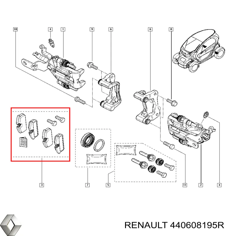 Задні гальмівні колодки Renault (RVI) 440608195R ціна, від 35.87 USD