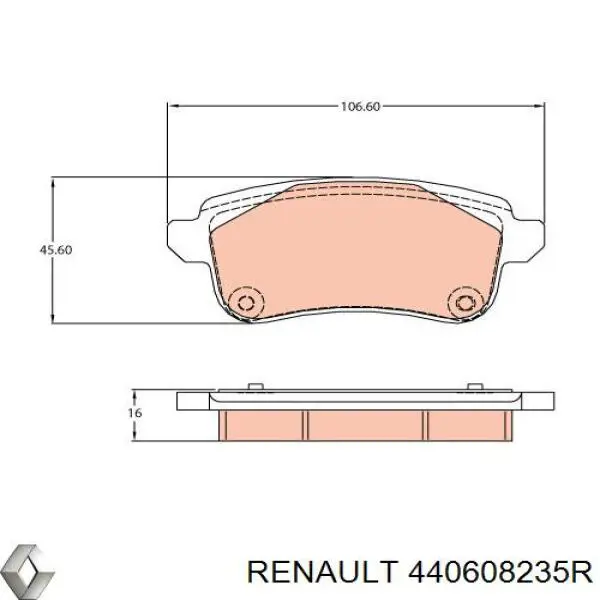 Задні дискові колодки Renault (RVI) 440608235R