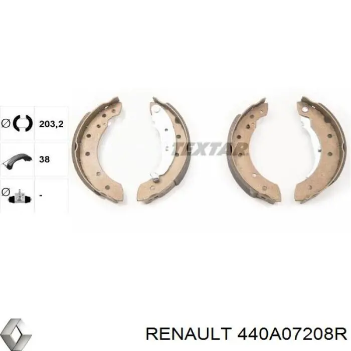 440A07208R Renault (RVI) колодки гальмівні задні барабанні, в зборі з циліндруми, комплект
