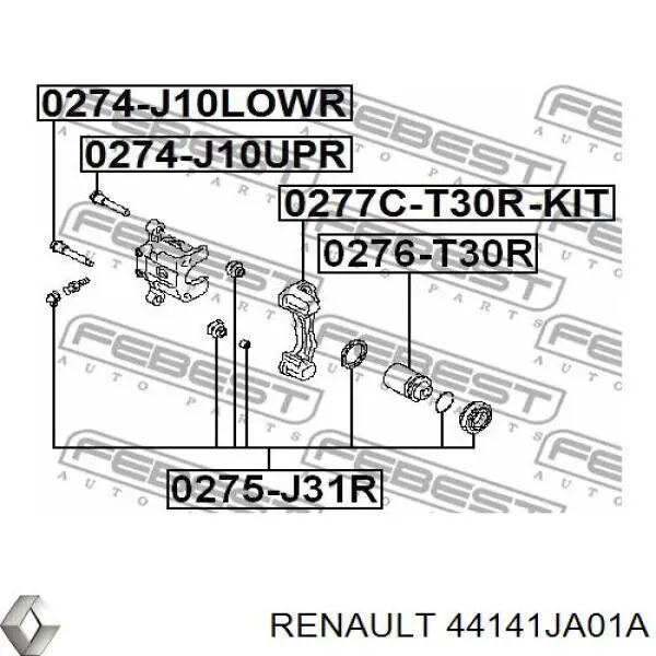 Направляюча супорту заднього, верхня Renault (RVI) 44141JA01A ціна, від 5.71 USD