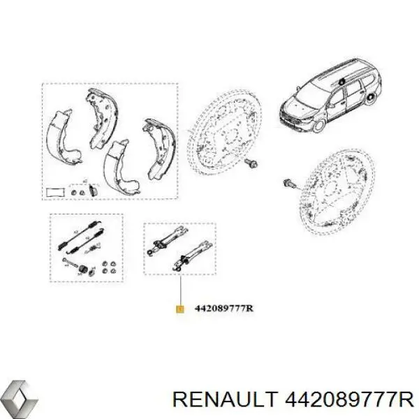 Розтискний механізм колодок гальма стоянки Renault (RVI) 442089777R ціна, від 56.88 USD