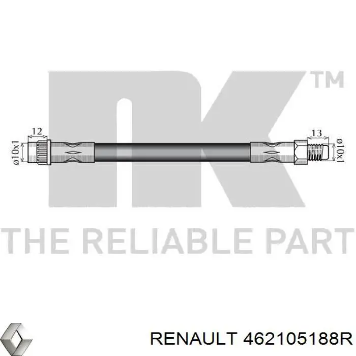 Шланг гальмівний передній 462105188R Renault (RVI)