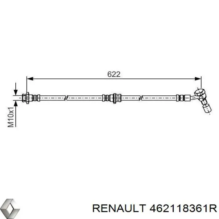 Шланг гальмівний передній, лівий Renault (RVI) 462118361R ціна, від 23.53 USD