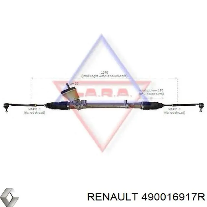 Рейка рульова 490016917R Renault (RVI)