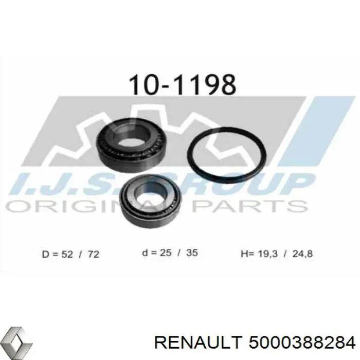Комплект підшипник маточини передньої Renault (RVI) 5000388284 ціна, від 13.93 USD