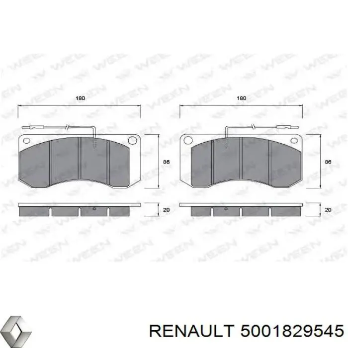 Купити 5001829545 Renault (RVI) Колодки гальмівні передні, дискові
