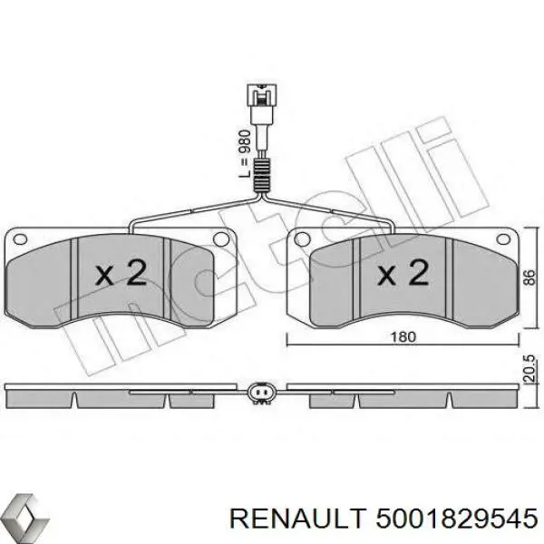 Тормозні колодки Renault (RVI) 5001829545