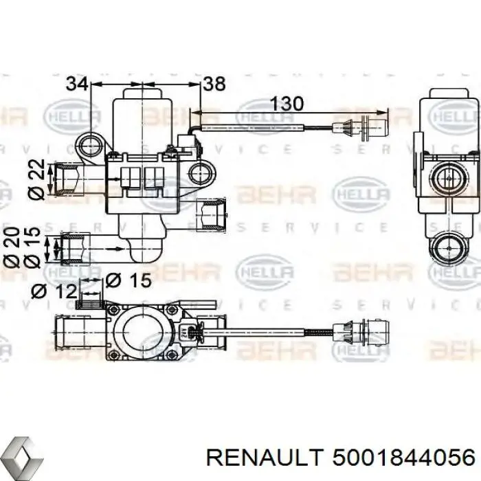 Кран пічки 5001844056 Renault (RVI)