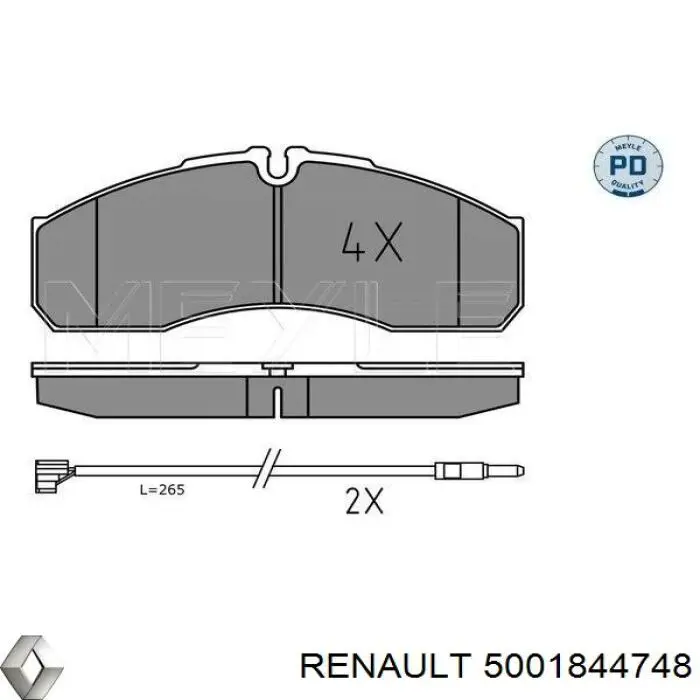 Передні тормозні колодки 5001844748 Renault (RVI)