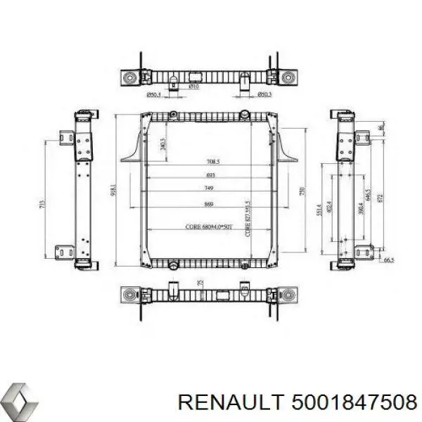 5001847508 Renault (RVI) Радіатор охолодження двигуна