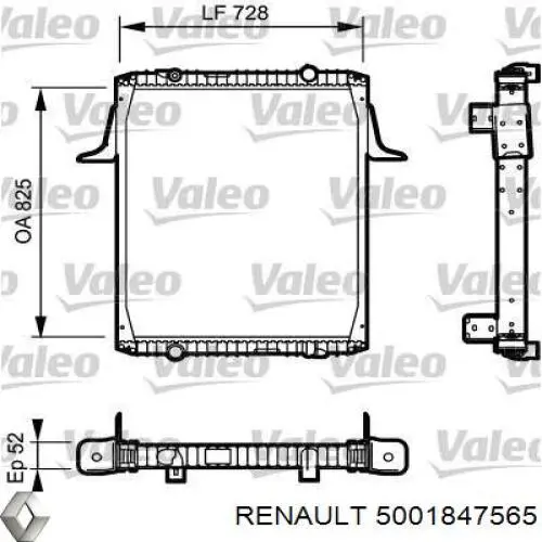 Купити 5001847565 Renault (RVI) Радіатор двигуна