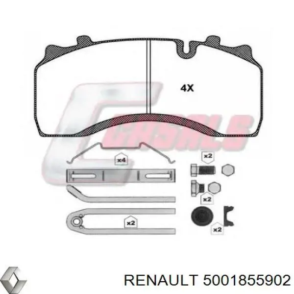 Гальмівні колодки Renault (RVI) 5001855902 ціна, від 120.57 USD