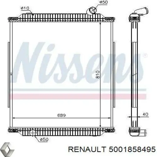 Радіатор основний Renault (RVI) 5001858495 ціна, від 415.18 USD