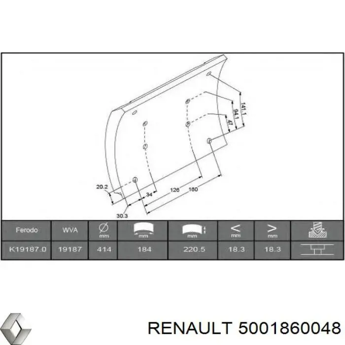 Накладка гальмівна задня (TRUCK) 5001860048 Renault (RVI)