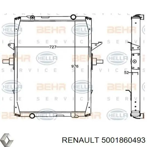 Радіатор основний Renault (RVI) 5001860493 ціна, від 313.85 USD