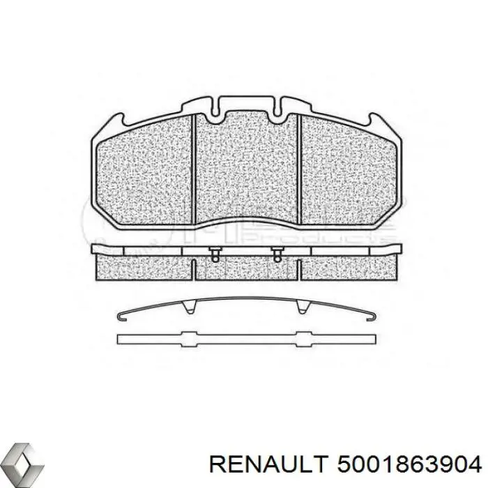 Гальмівні колодки Renault (RVI) 5001863904 ціна, від 140.28 USD