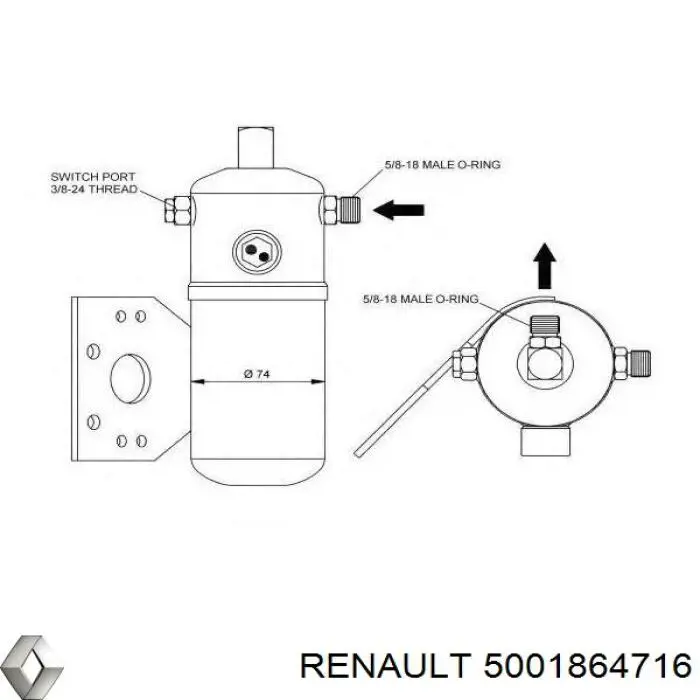 Купити 5001864716 Renault (RVI) Ресивер-осушувач кондиціонера