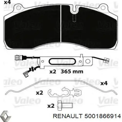 Передні тормозні колодки 5001866914 Renault (RVI)