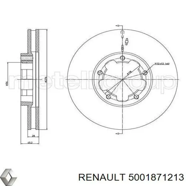 Диск переднього гальма Renault (RVI) 5001871213 ціна, від 68.97 USD
