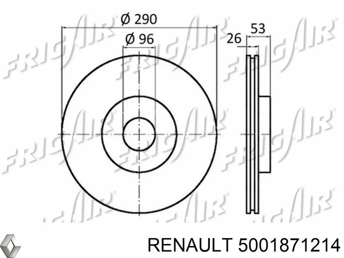 Диск гальмівний передній 5001871214 Renault (RVI)