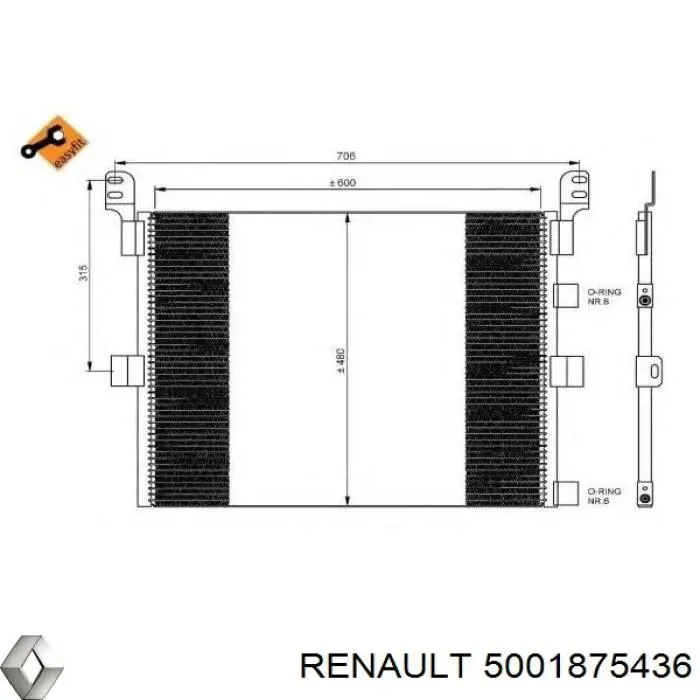 Радіатор кондиціонера 5001875436 Renault (RVI)