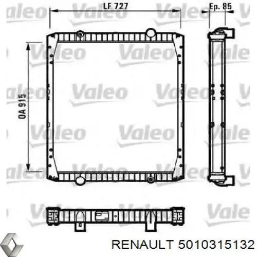5010315132 Renault (RVI) Радіатор охолодження двигуна