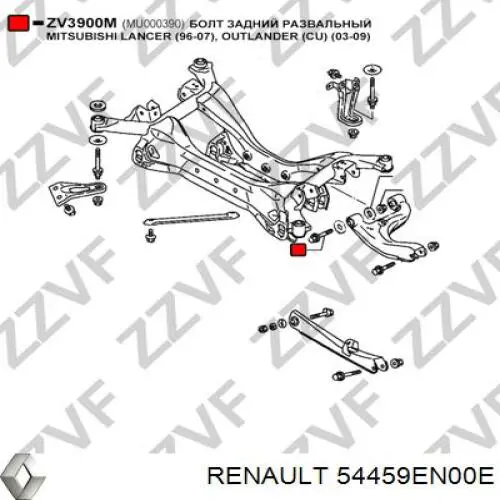 Купити 54459EN00E Renault (RVI) Болт кріплення передньої балки (підрамника)