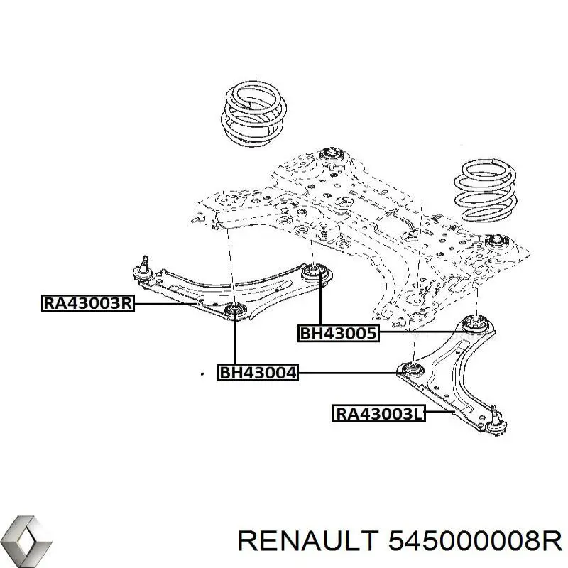 Правий важіль передній нижній підвіски Renault (RVI) 545000008R
