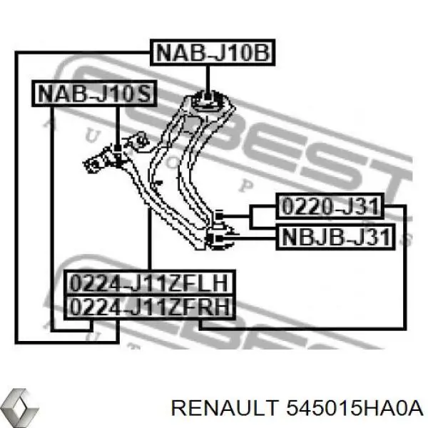 Важіль передній лівий Renault (RVI) 545015HA0A ціна, від 112.50 USD