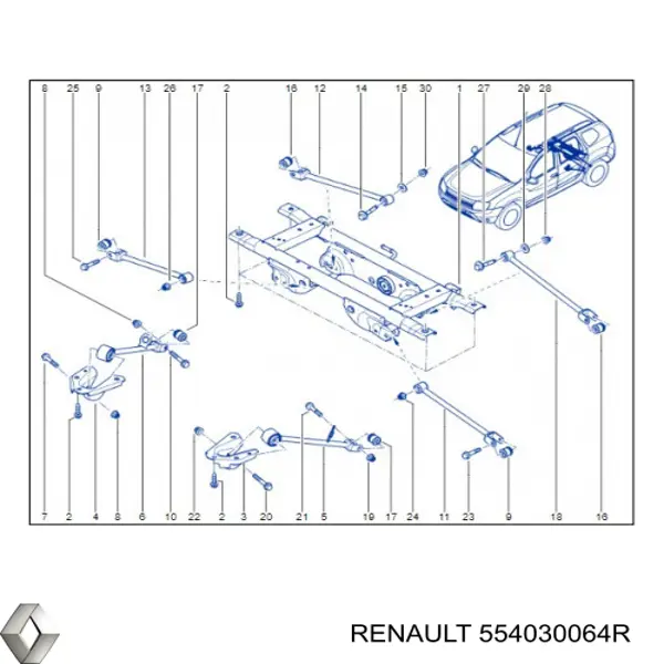 Балка задньої підвіски поперечна Renault (RVI) 554030064R ціна, від 147.19 USD