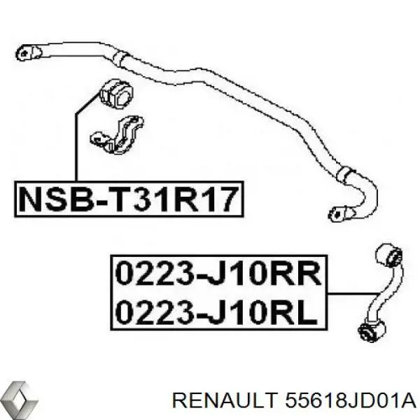 Лінк стабілізатора, правий Renault (RVI) 55618JD01A ціна, від 11.27 USD