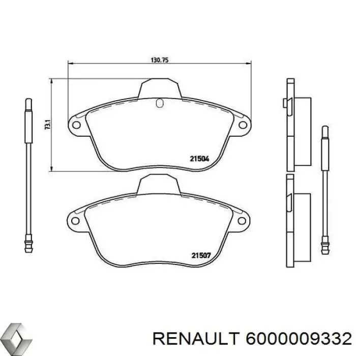 6000009332 Renault (RVI) колодки гальмівні передні, дискові
