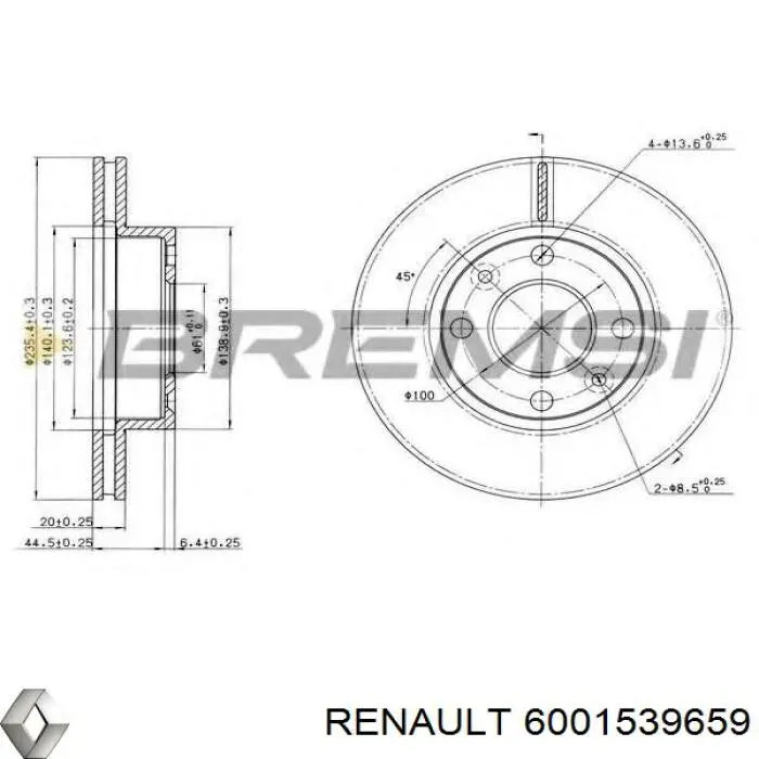 6001539659 Renault (RVI) диск гальмівний передній