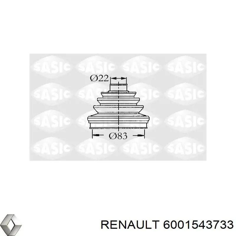 Пильник шарніра кутових швидкостей зовнішній передній Renault (RVI) 6001543733 ціна, від 8.08 USD