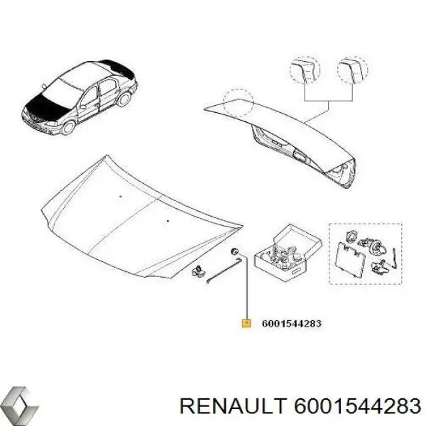 Фіксатор підпори капота Renault (RVI) 6001544283 ціна, від 4.56 USD
