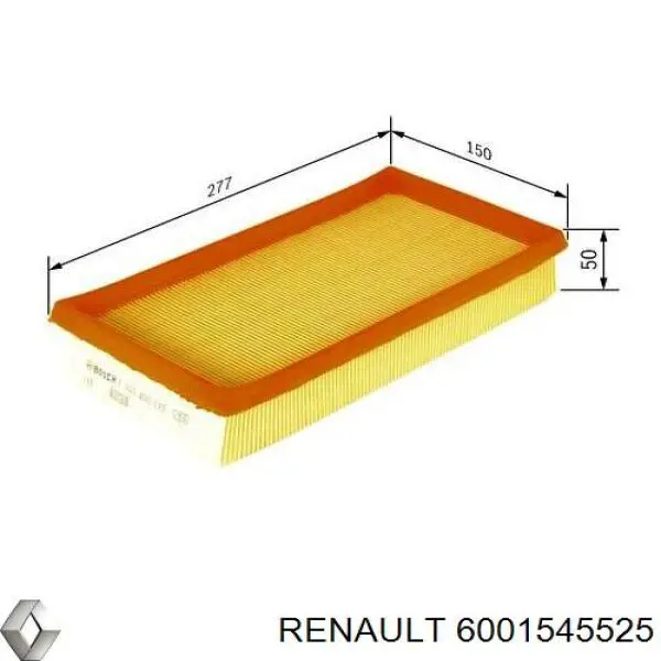 Елемент повітряного фільтра Renault (RVI) 6001545525 ціна, від 4.09 USD