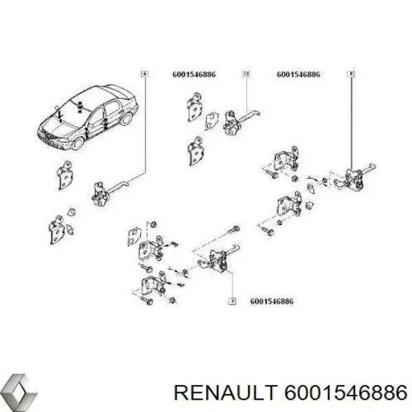 Купити 6001546886 Renault (RVI) Обмежувач відкриття дверей, передній