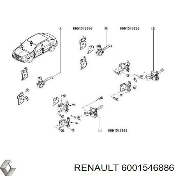 6001546886 Renault (RVI) обмежувач відкриття дверей, передній