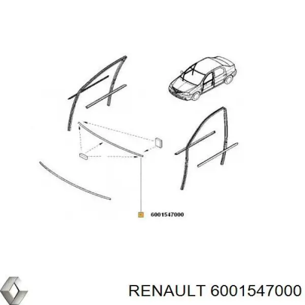 Молдинг лобового скла, верхній Renault LOGAN 1 1105 (KS) (Рено Логан)