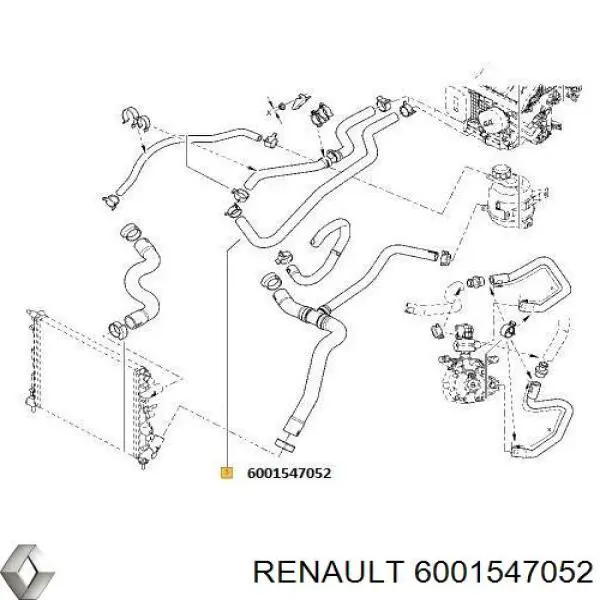 Шланг радіатора опалювача/пічки, обратка 6001547052 Renault (RVI)