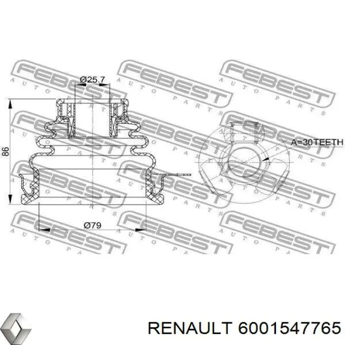 6001547765 Renault (RVI) шрус внутрішній, тришиб/трипод/тріпоід