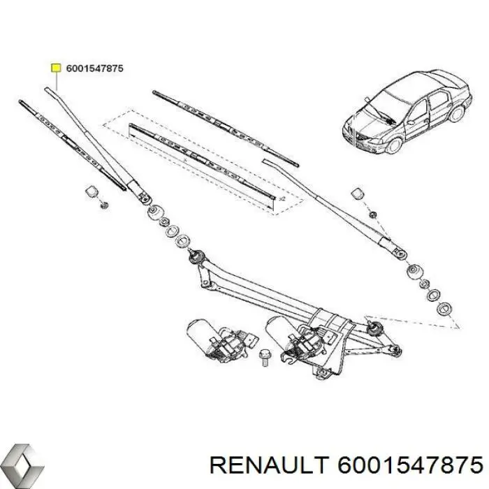 Важіль-поводок склоочисника лобового скла Renault LOGAN 1 (LS) (Рено Логан)