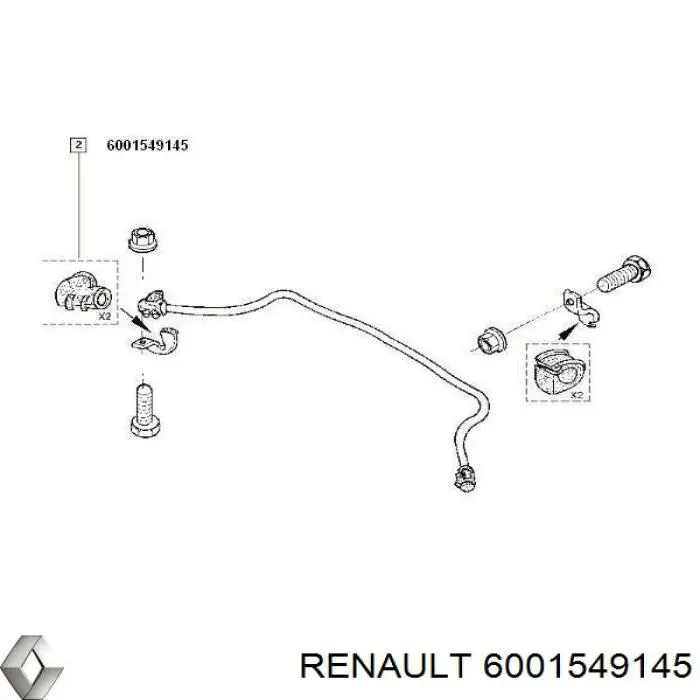 Втулка стабілізатора переднього, зовнішня 6001549145 Renault (RVI)